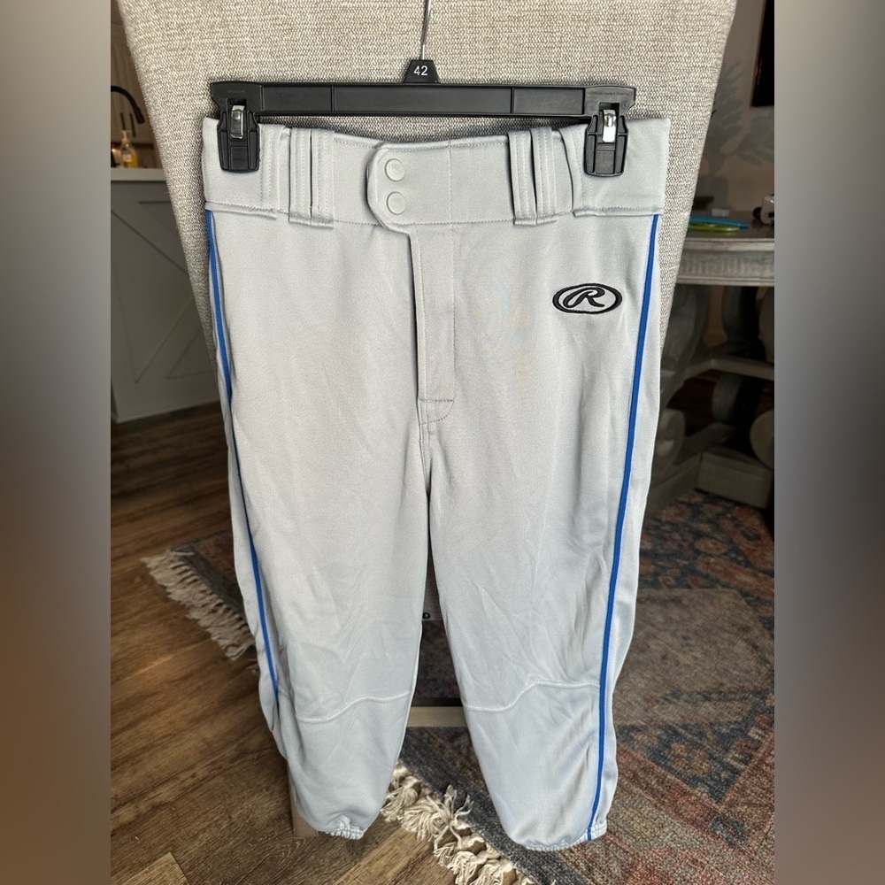 Rawlings Knicker Baseball Pants Gray with Royal Blue Stripe Men's Sz S - Picture 1 of 3